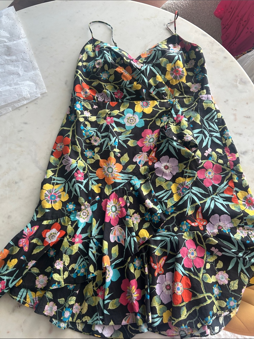 J. Crew Black Floral-Trim Slip Dress